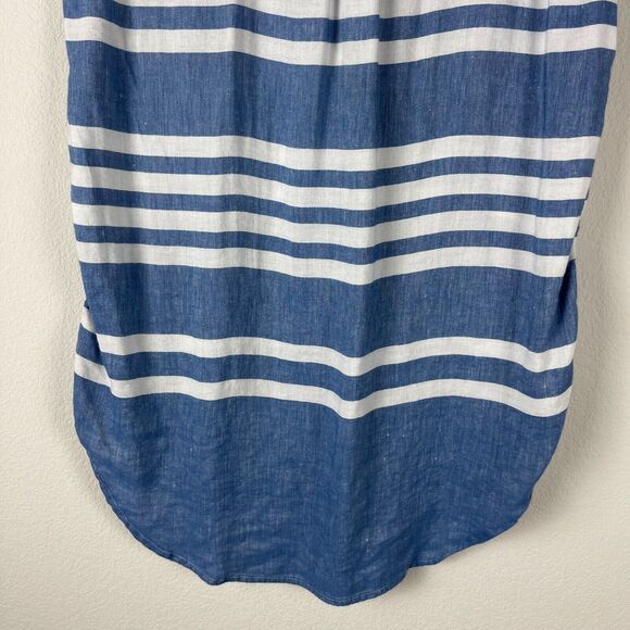 Rails Rocky Linen Blend Dress Womens Large Blue Short Sleeve Catalina Stripe - Picture 16 of 16